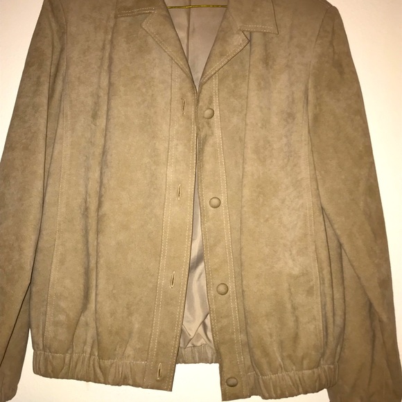 Olympic Fashions Ultrasuede Tan Bomber Jacket Men’s Size XL Vintage Style - Picture 15 of 16